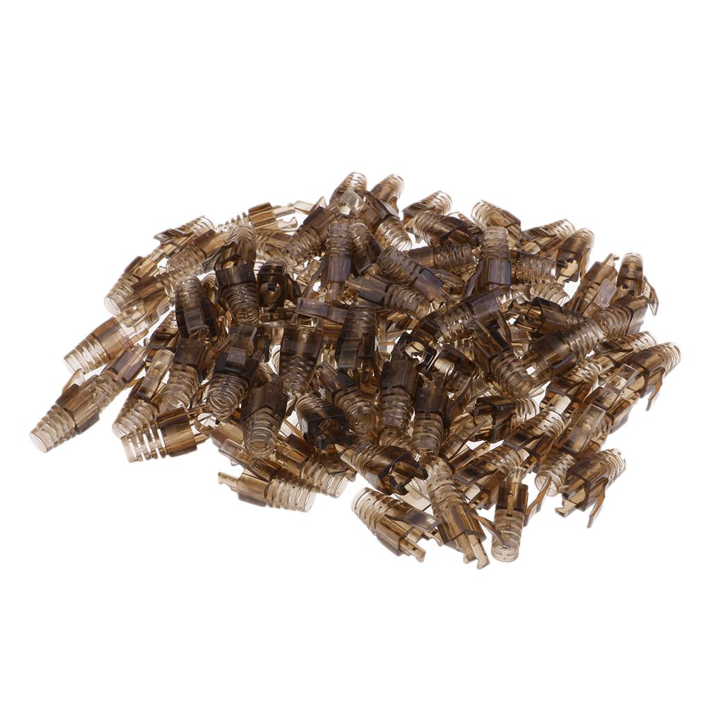 100-Pack CAT5E CAT6 Ethernet Network Cable Strain Relief Boots Brown