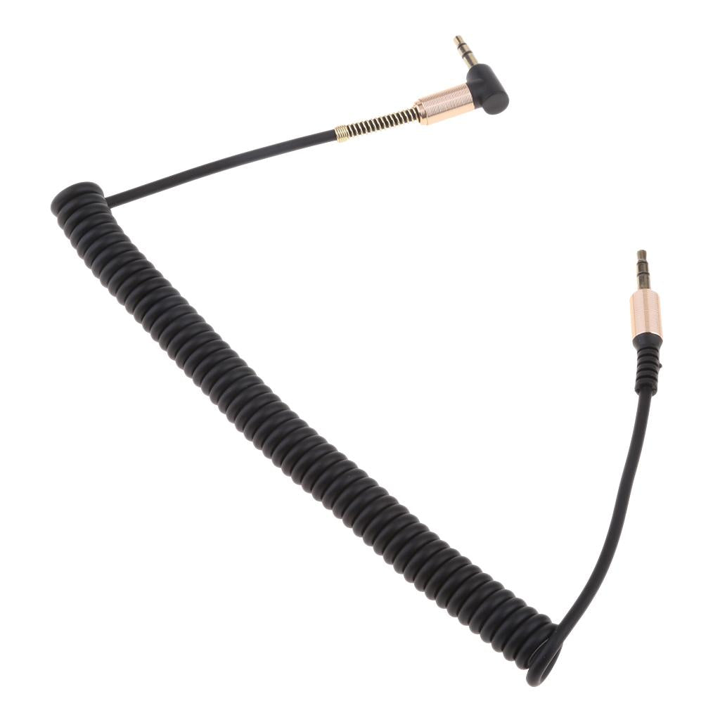 3.5mm M to M Aux Cable Cord L-Shaped Right Angle Audio Headphone Jack Black