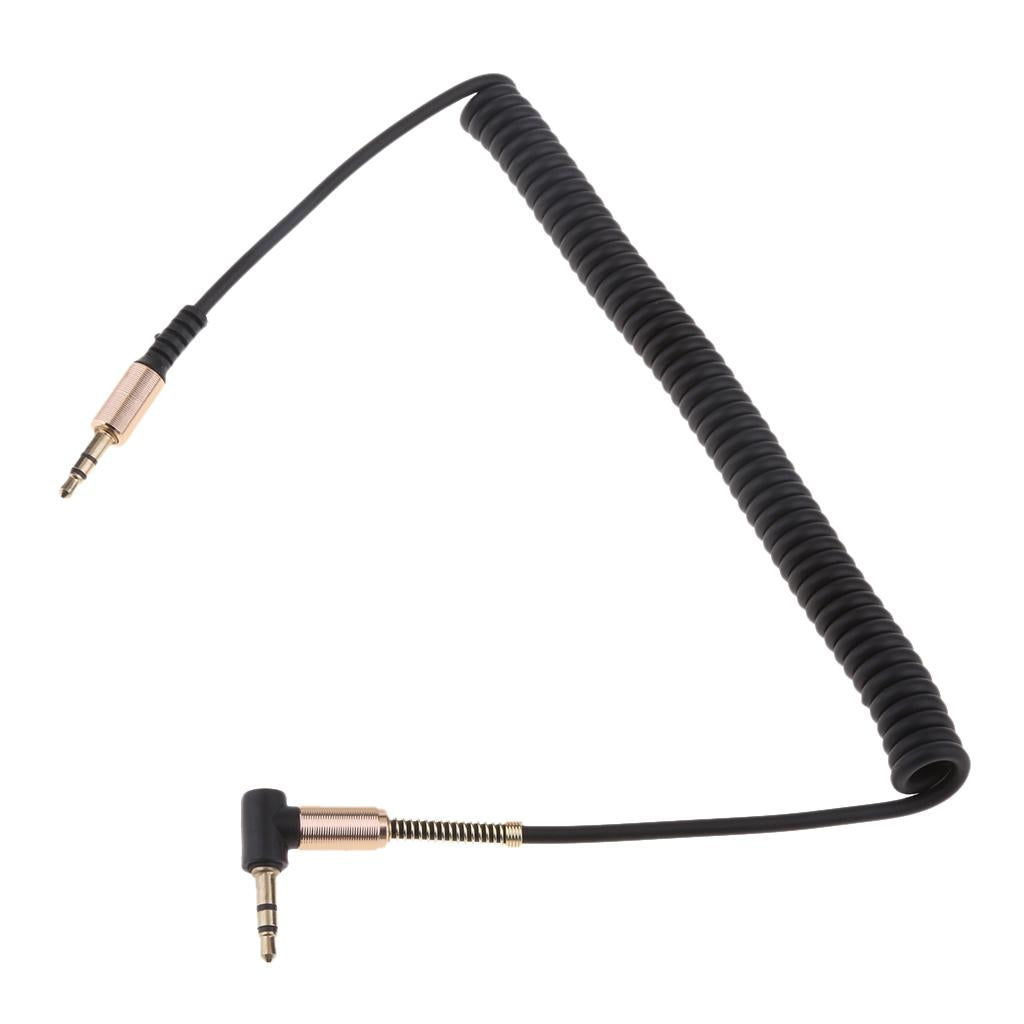 3.5mm M to M Aux Cable Cord L-Shaped Right Angle Audio Headphone Jack Black