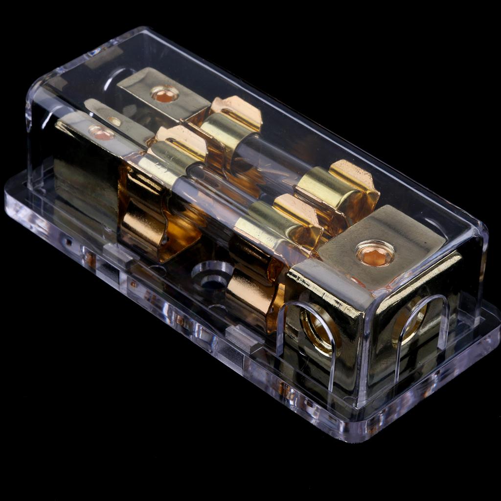 Universal Car Speaker Fuse 2 Way 60A Distribution Holder Gold Plate FH-004