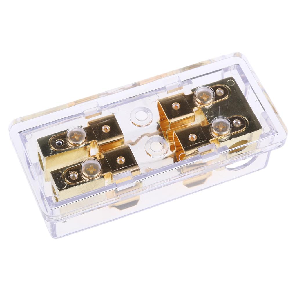 Universal Car Speaker Fuse 2 Way 60A Distribution Holder Gold Plate FH-004