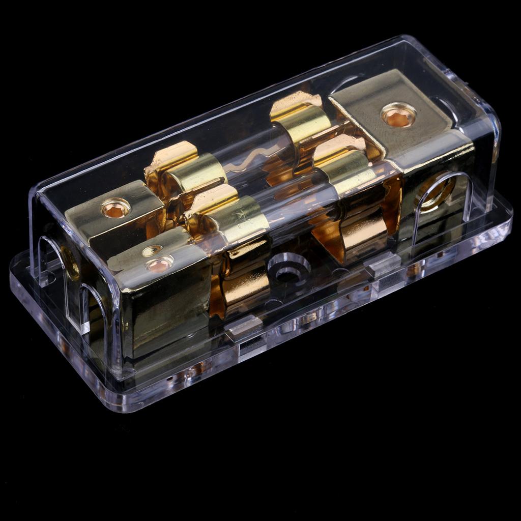 Universal Car Speaker Fuse 2 Way 60A Distribution Holder Gold Plate FH-004