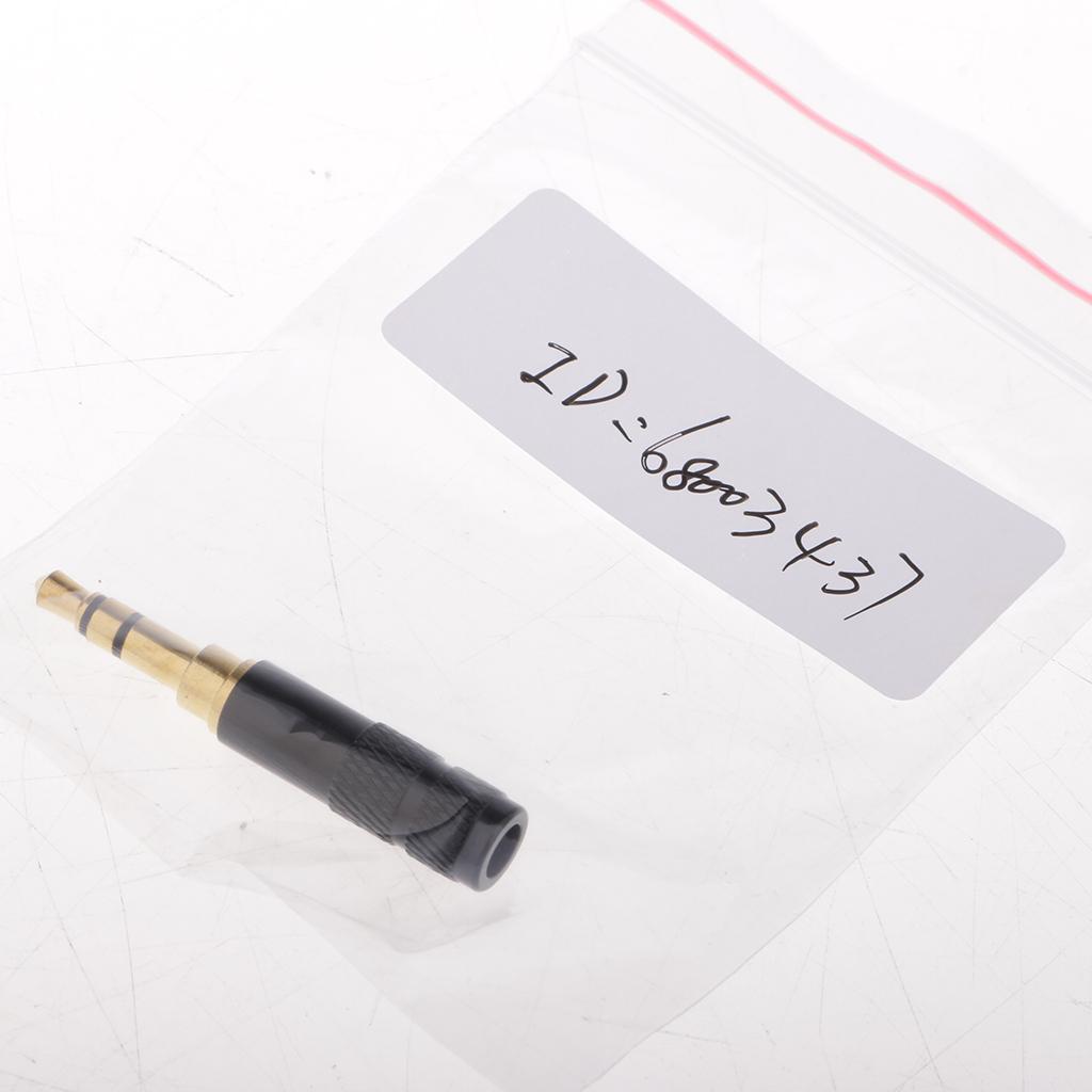3.5mm 1/8 TRRS 3 Pole Male Plug A/V Solder Connector black"