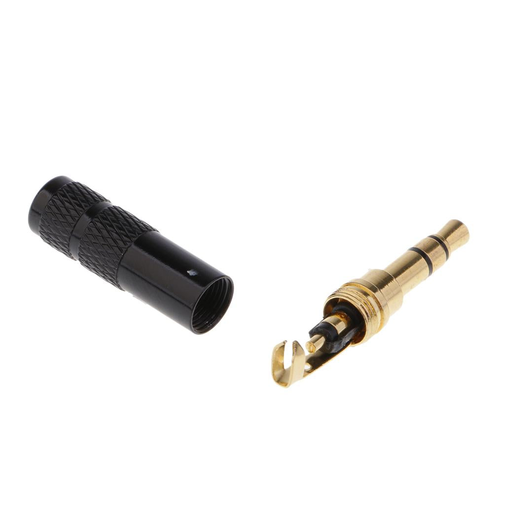 3.5mm 1/8 TRRS 3 Pole Male Plug A/V Solder Connector black"