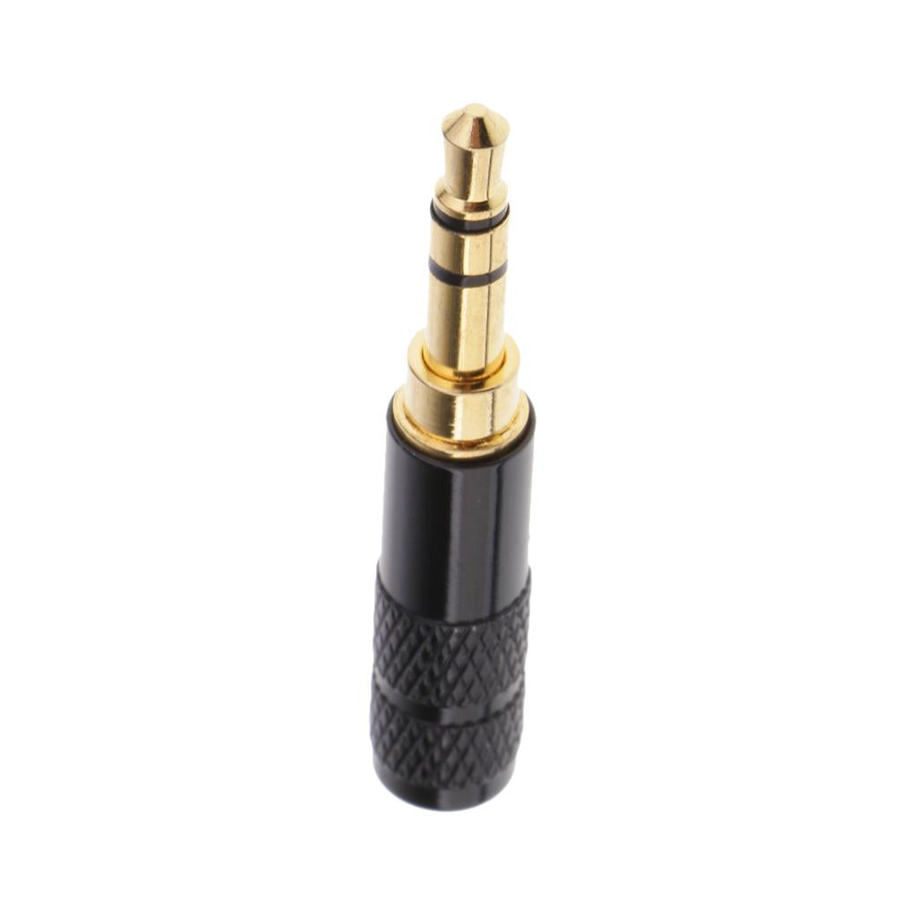 3.5mm 1/8 TRRS 3 Pole Male Plug A/V Solder Connector black"