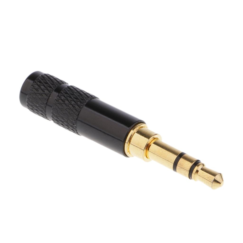 3.5mm 1/8 TRRS 3 Pole Male Plug A/V Solder Connector black"