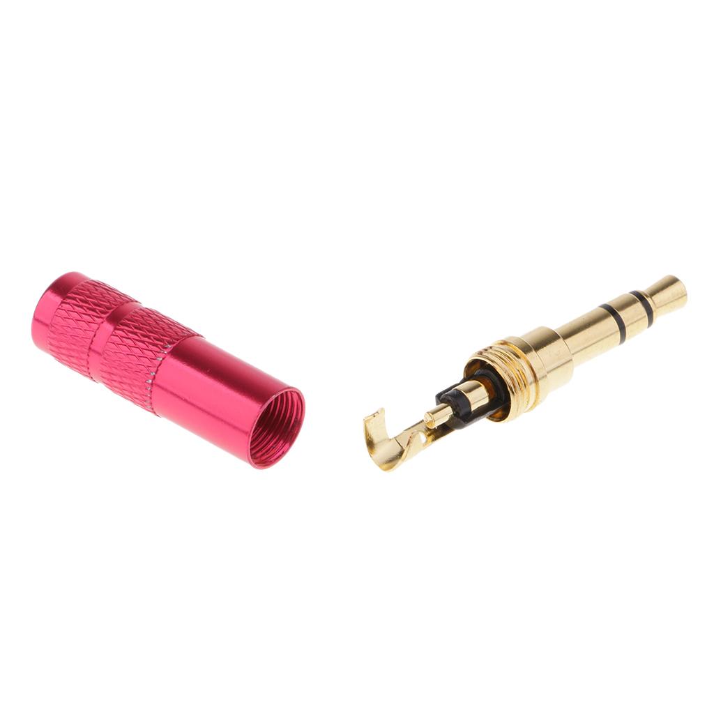3.5mm 1/8 TRRS 3 Pole Male Plug A/V Solder Connector red"