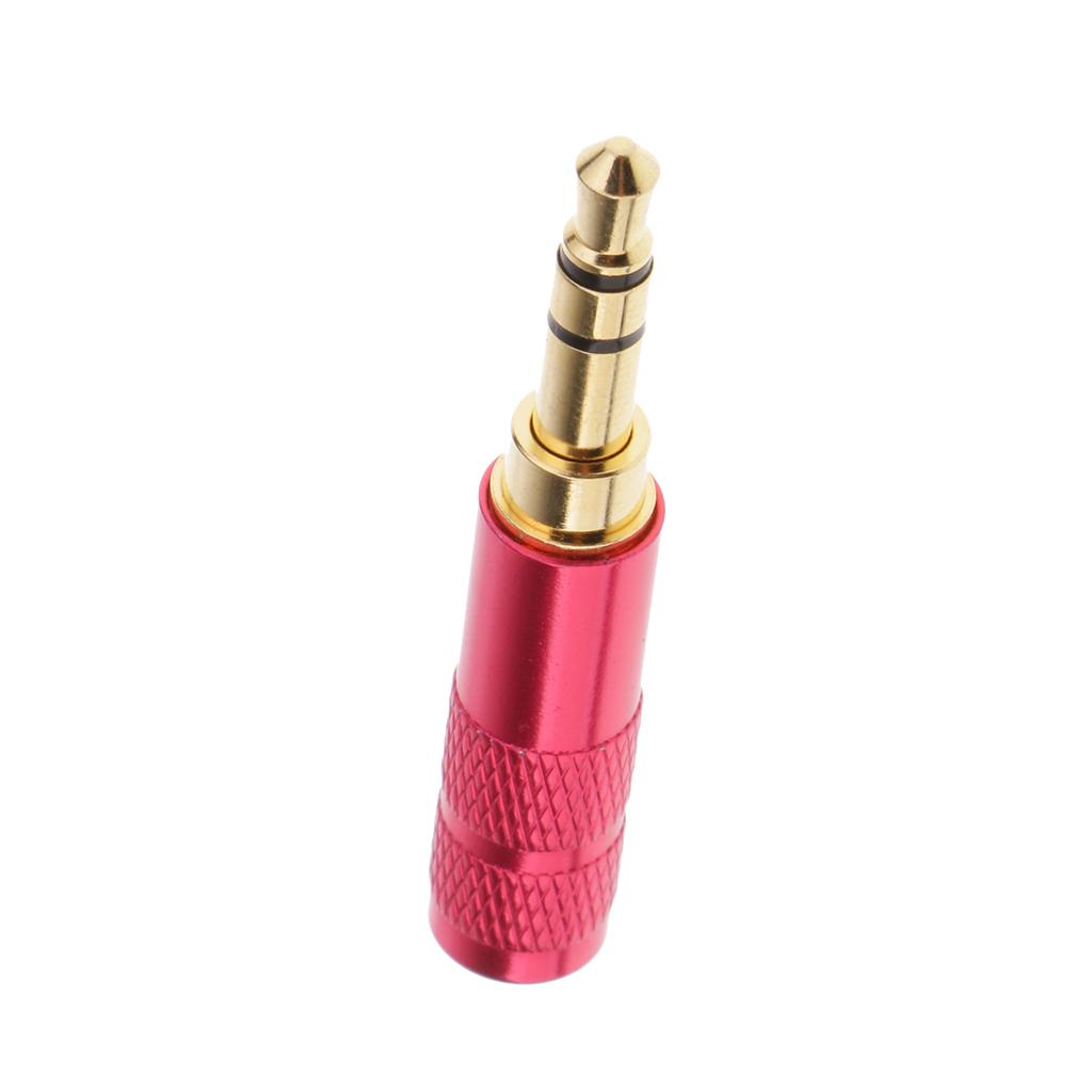 3.5mm 1/8 TRRS 3 Pole Male Plug A/V Solder Connector red"