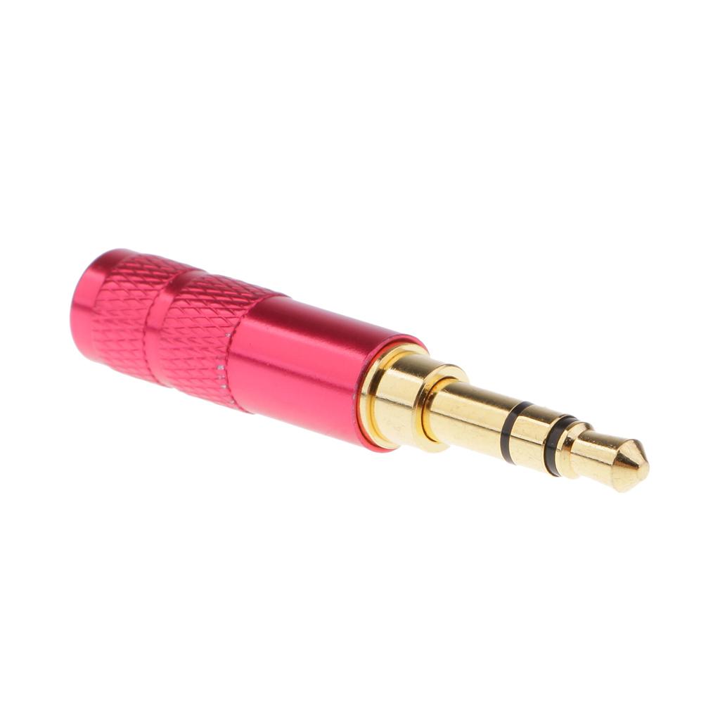 3.5mm 1/8 TRRS 3 Pole Male Plug A/V Solder Connector red"