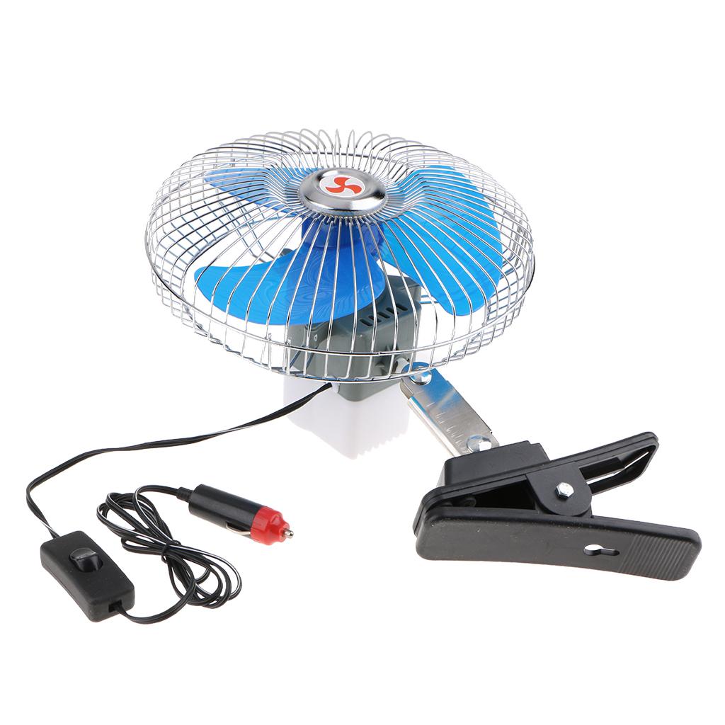 24V Dashboard Oscillating Vehicle Car Van Truck Home Clip-On Fan 8inch Semi-closed