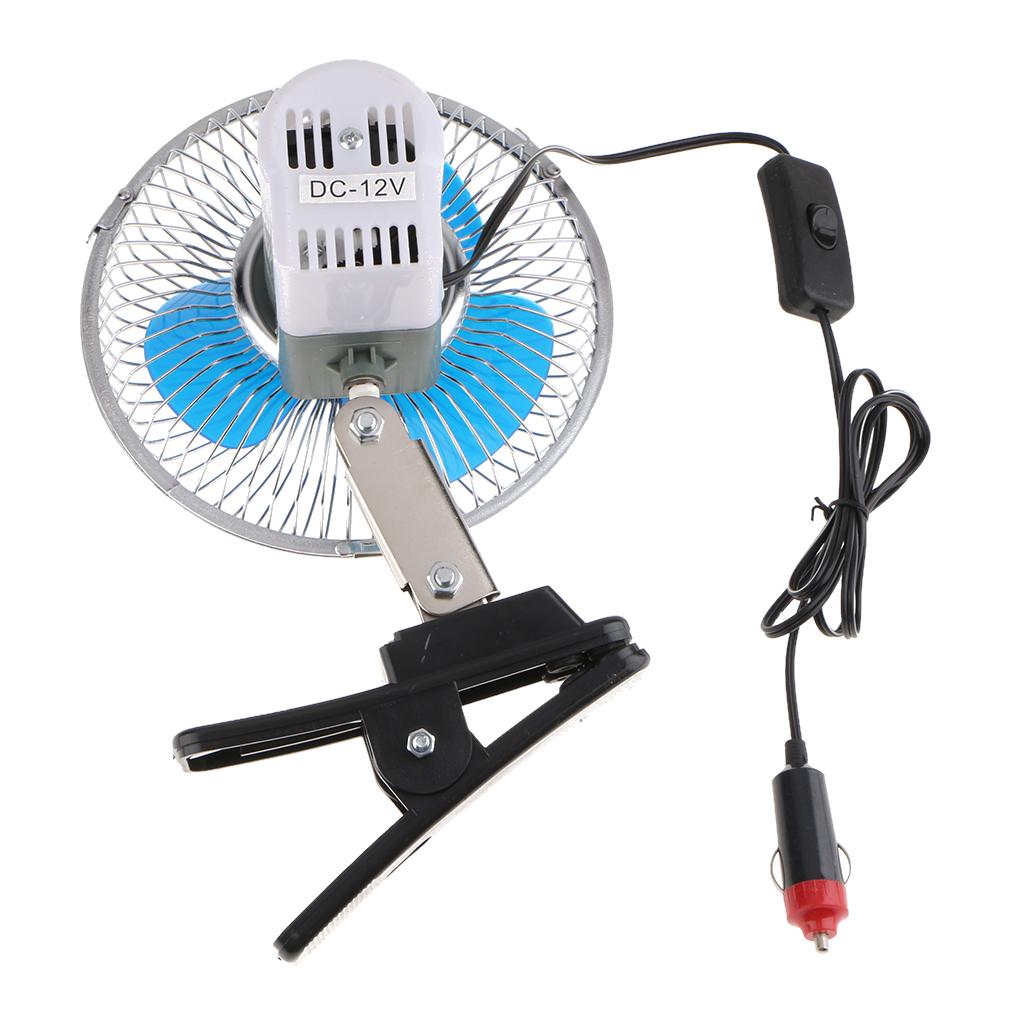12V Dashboard Oscillating Vehicle Car Van Truck Home Clip-On Fan 6inch Fully closed