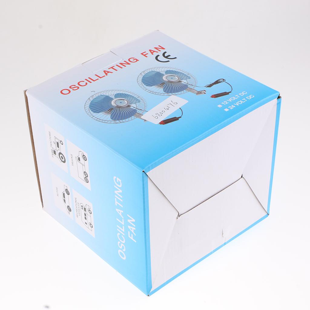 12V Dashboard Oscillating Vehicle Car Van Truck Home Clip-On Fan 6inch Fully closed