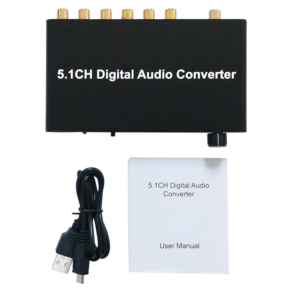 5.1CH Digital Audio Decoder 192kHz Volume Control Toslink Coaxial Converter