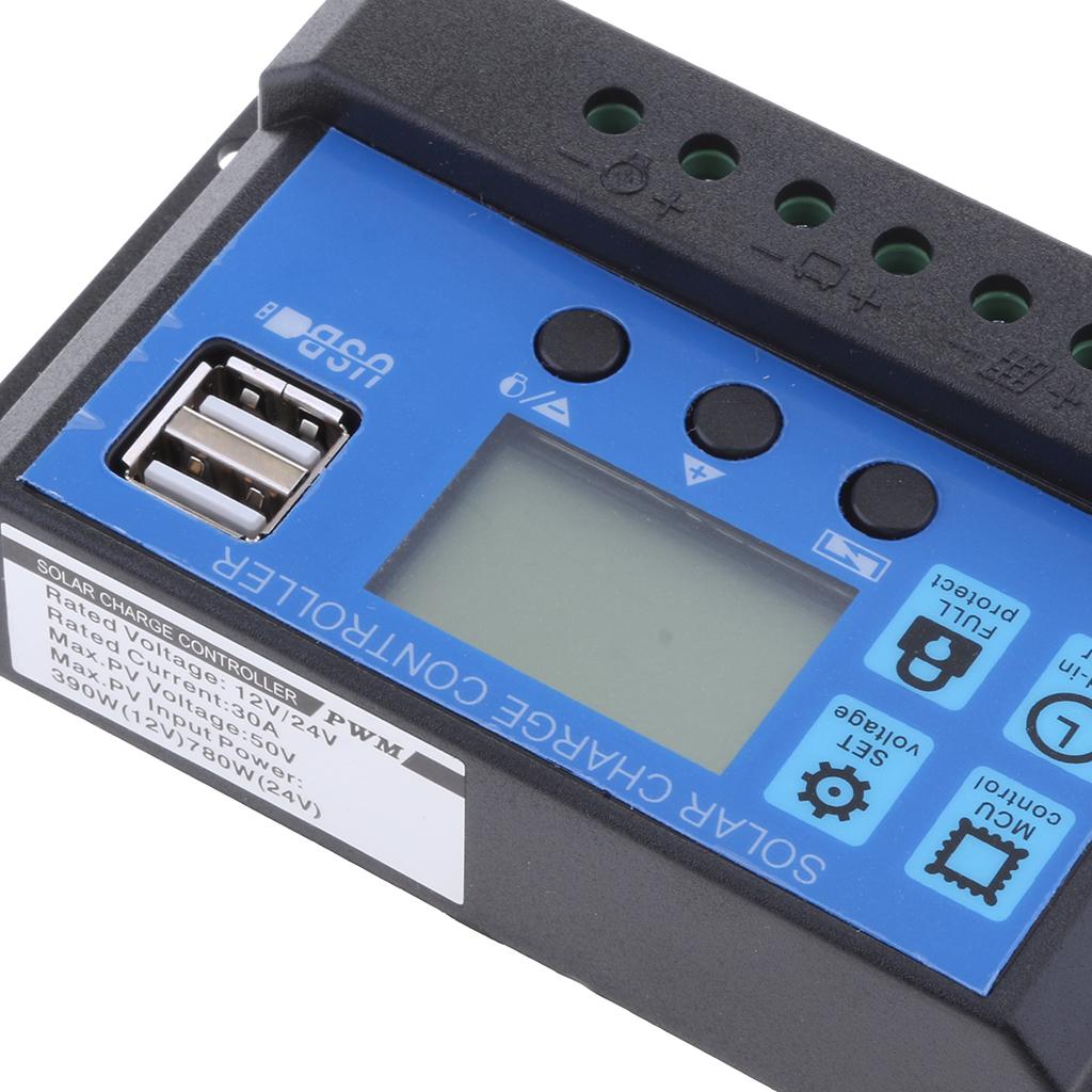 30A Solar Panel Charger Controller LED Lamp Water Pump Energy Save 12V/24V