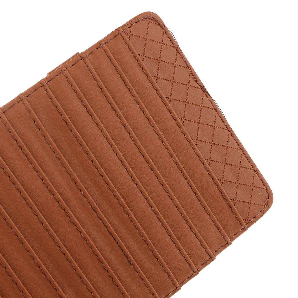 Car Sun Visor CD Clip Storage Pocket Visor Holder brown