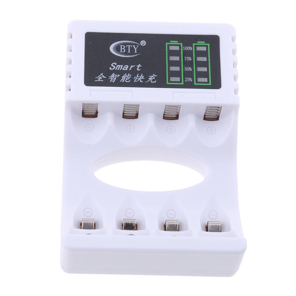 4 Slots LED Battery Charger for AA AAA Rechargeable NIMH NiCd Battery white