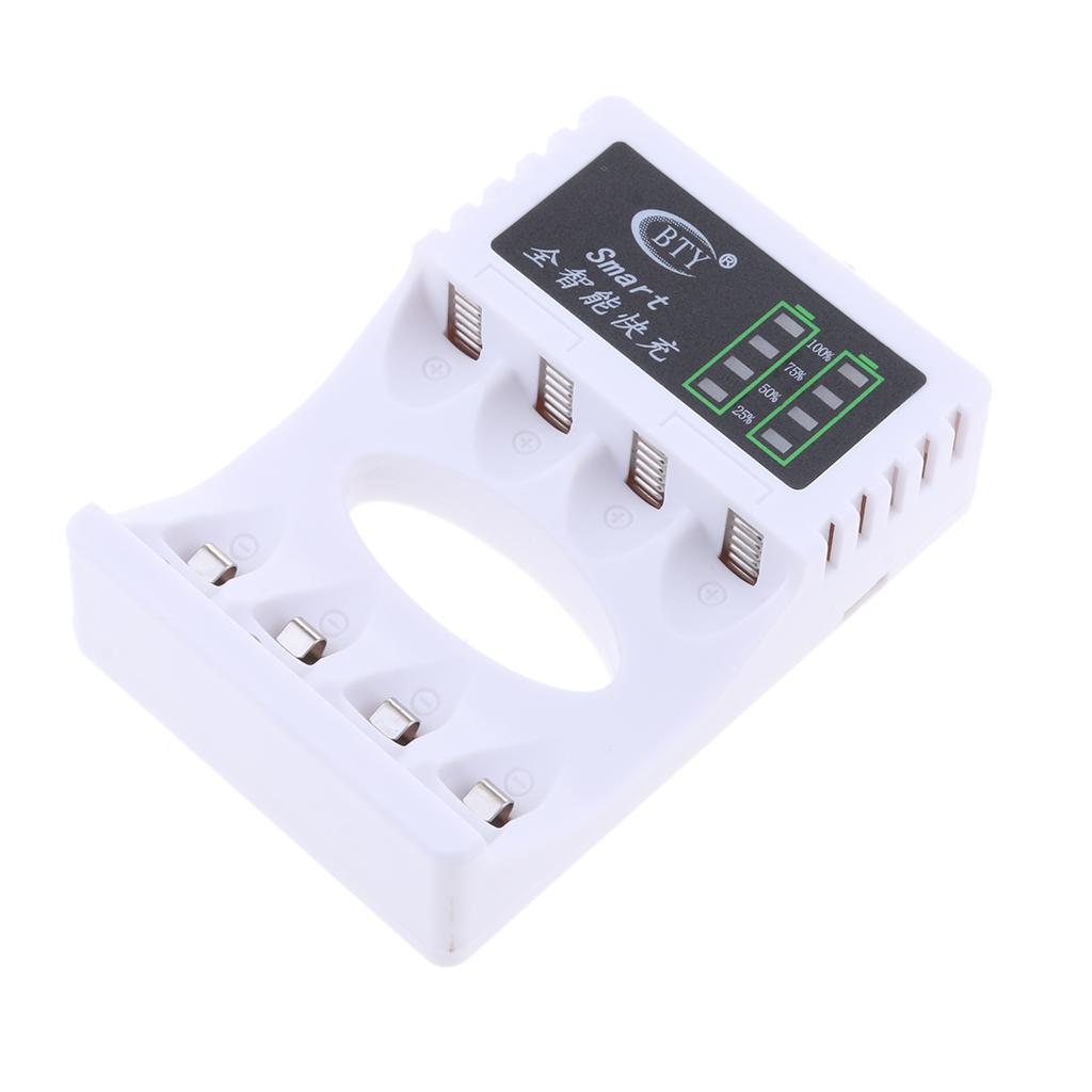 4 Slots LED Battery Charger for AA AAA Rechargeable NIMH NiCd Battery white