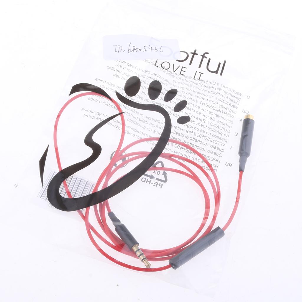 3.5mm male to 3.5mm Female Stereo Audio Cable with remote & mic red