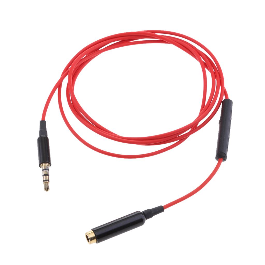 3.5mm male to 3.5mm Female Stereo Audio Cable with remote & mic red