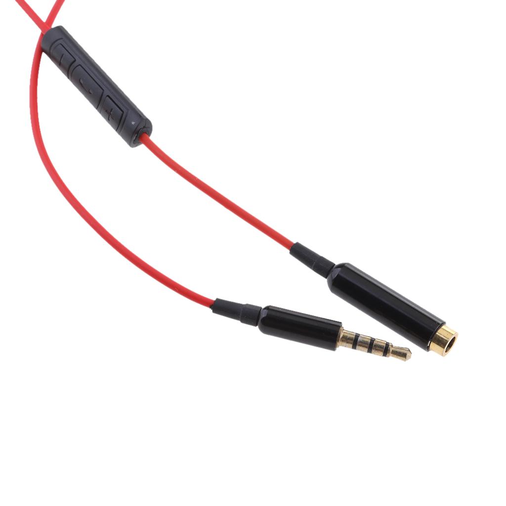 3.5mm male to 3.5mm Female Stereo Audio Cable with remote & mic red