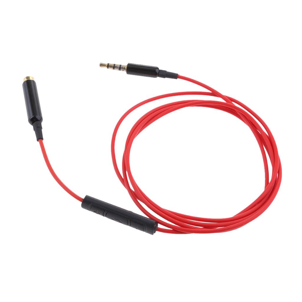 3.5mm male to 3.5mm Female Stereo Audio Cable with remote & mic red