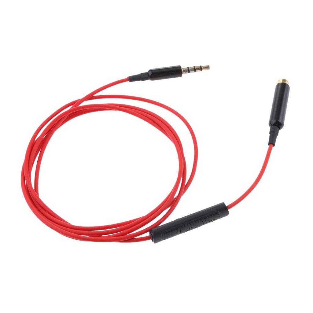 3.5mm male to 3.5mm Female Stereo Audio Cable with remote & mic red