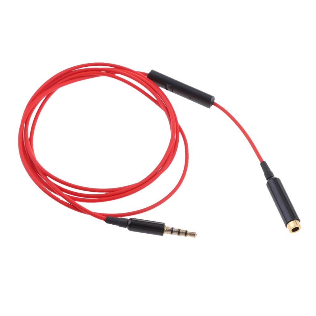 3.5mm male to 3.5mm Female Stereo Audio Cable with remote & mic red