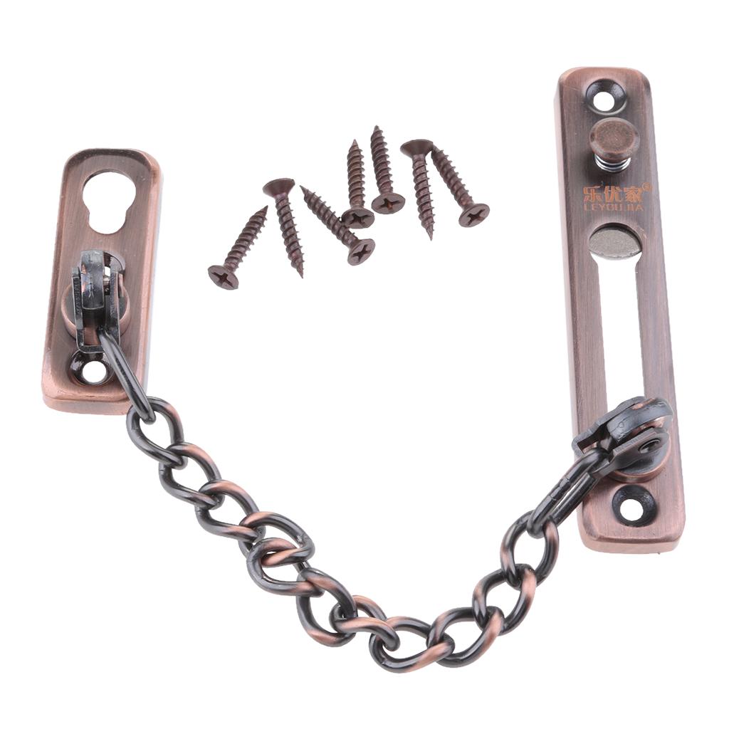 Stainless Steel Door Chain Guard Lock Bolt Swing Bar Home Security Bronze