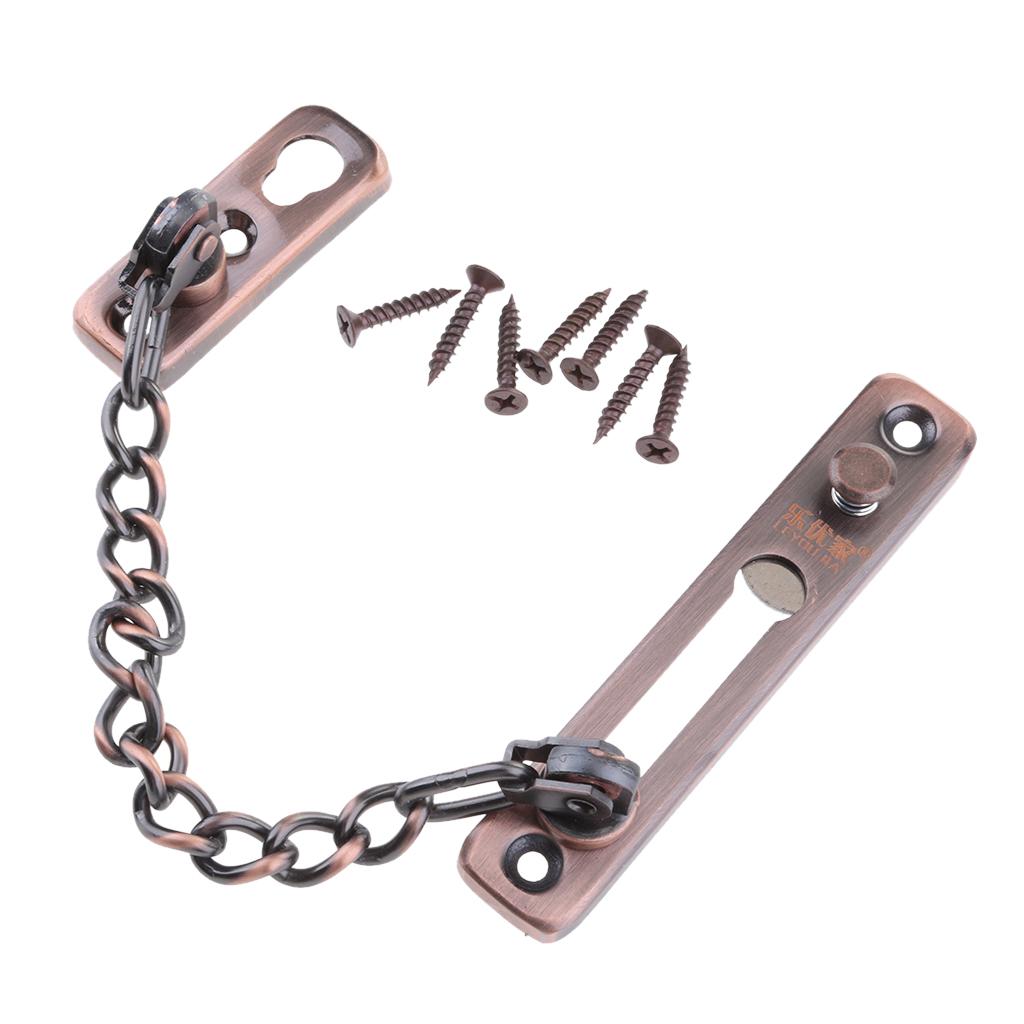 Stainless Steel Door Chain Guard Lock Bolt Swing Bar Home Security Bronze