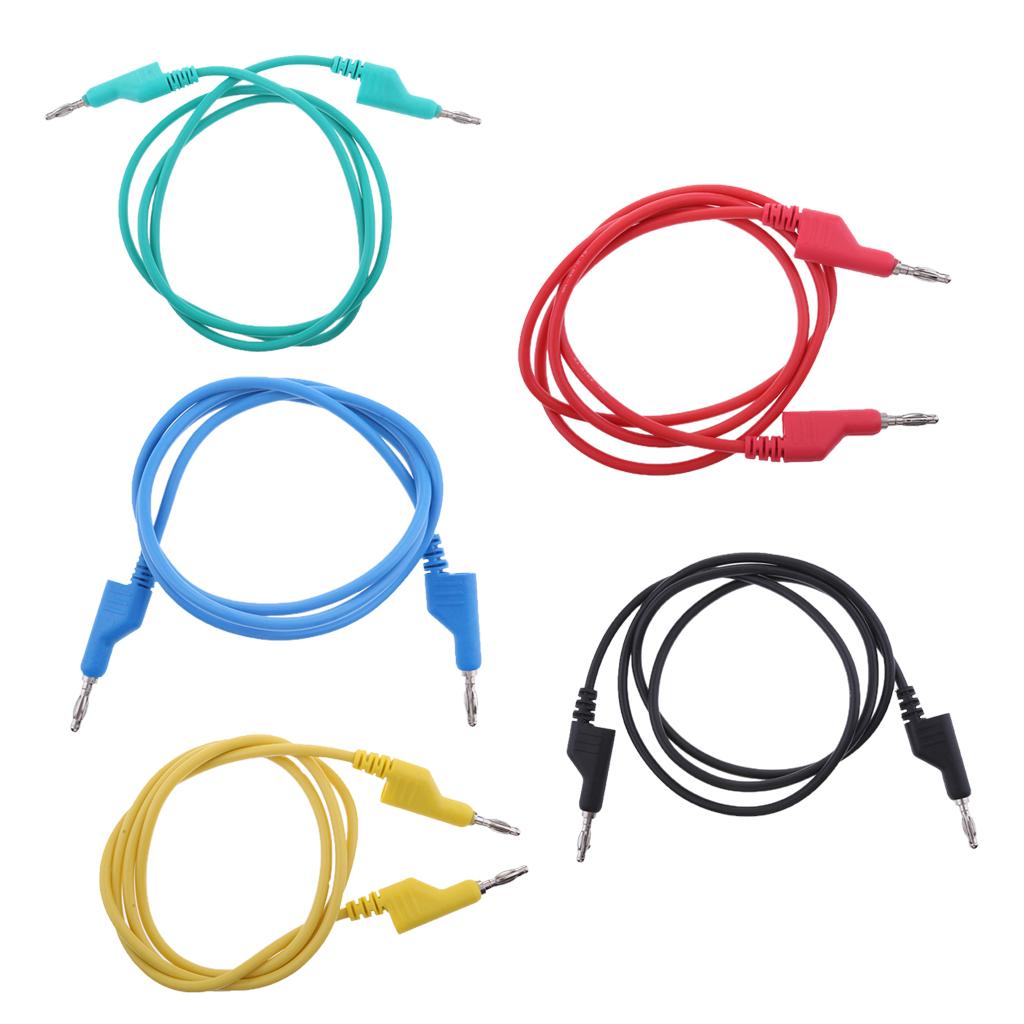 5Pieces 4mm Stackable Banana Plug Wire Soft Silicone Test Cable Lead