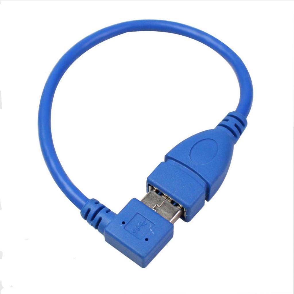 90 Degree Left+Right Angle USB 3.0 Type A Male to Female Extension Cable