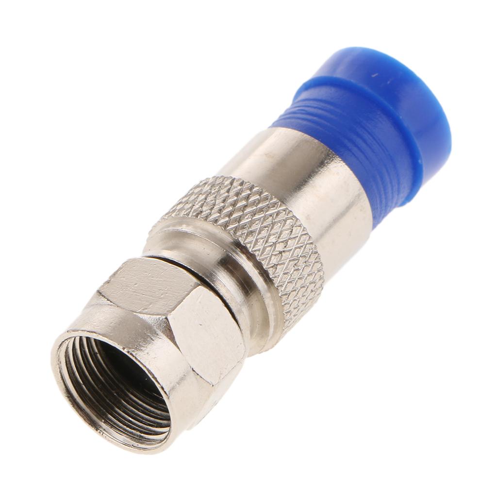 6x10 Pieces RG6 Quad Shield Coaxial Cables F Connector Adapter Compression