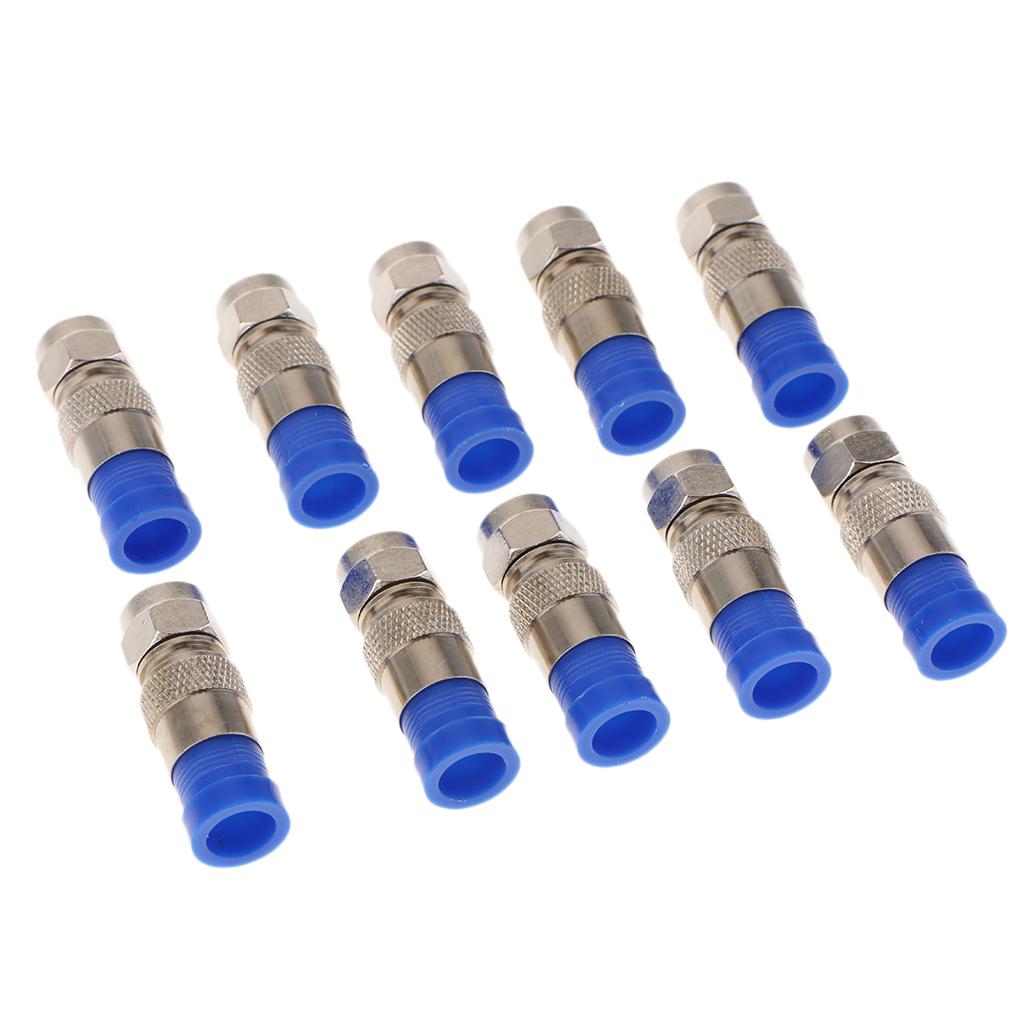 6x10 Pieces RG6 Quad Shield Coaxial Cables F Connector Adapter Compression
