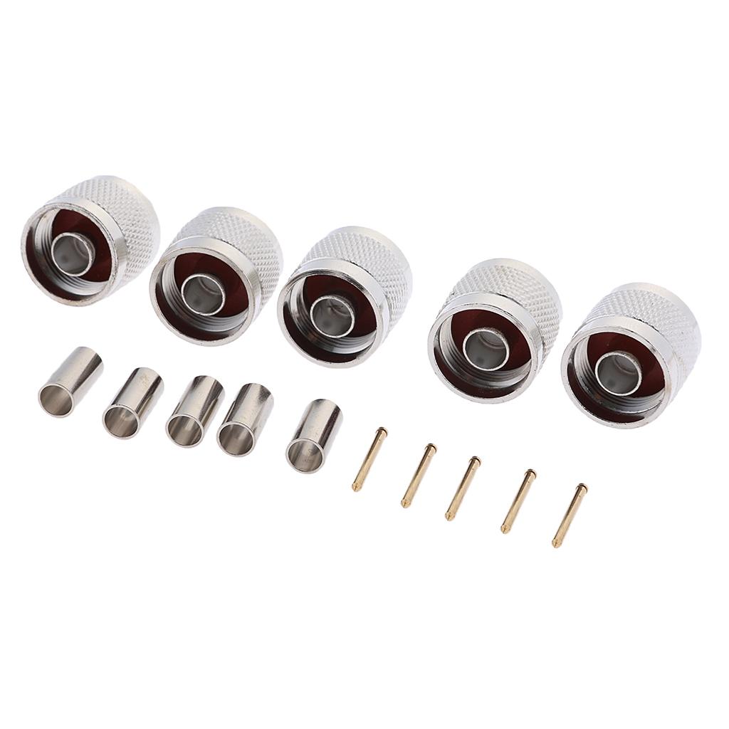 5pcs N Crimp Plug Male Connector For (KSR)LMR195 RG58 RG142 Coaxial Cable