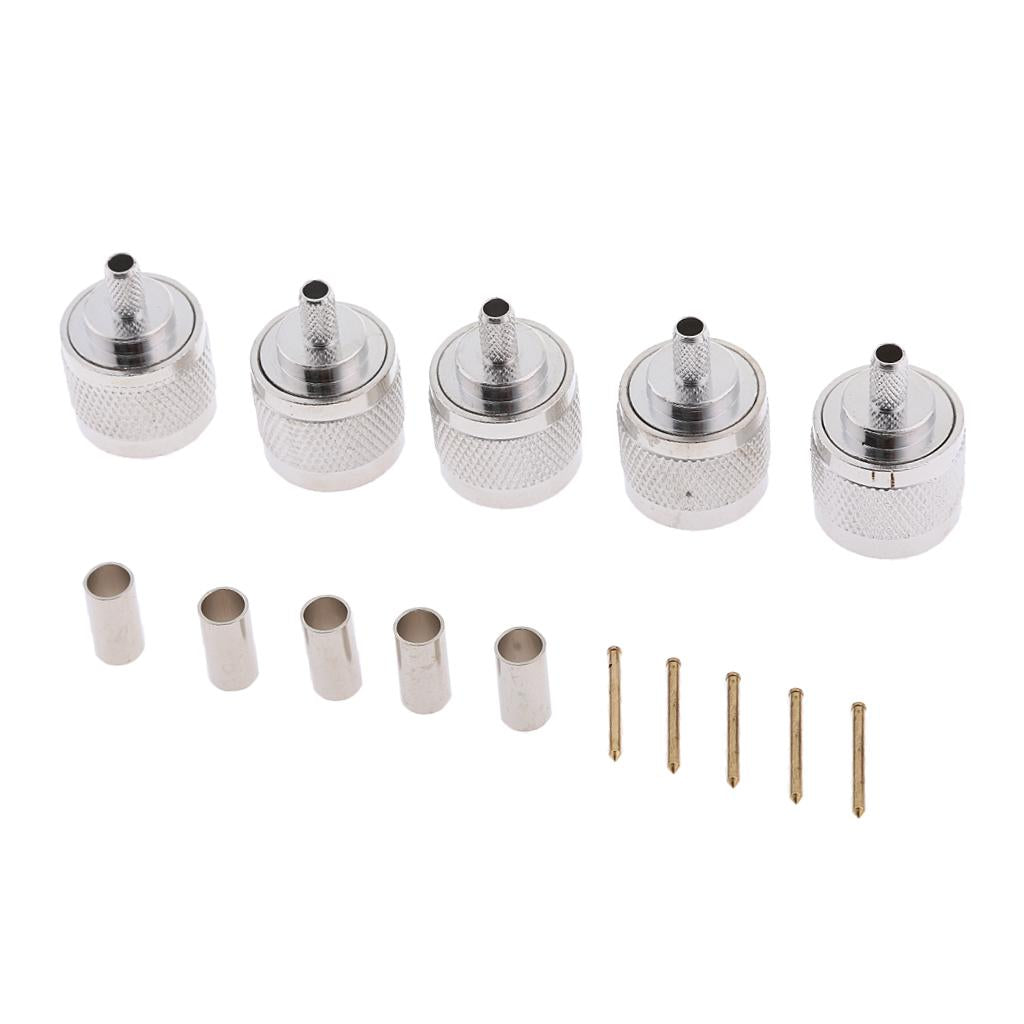 5pcs N Crimp Plug Male Connector For (KSR)LMR195 RG58 RG142 Coaxial Cable