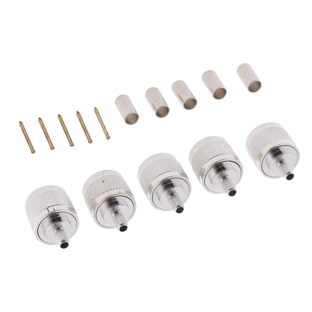 5pcs N Crimp Plug Male Connector For (KSR)LMR195 RG58 RG142 Coaxial Cable