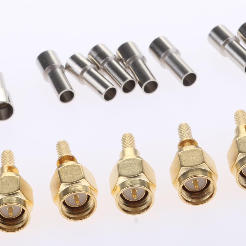10Pieces Connector SMA Male Plug Pin Crimp Window for RG174,RG316