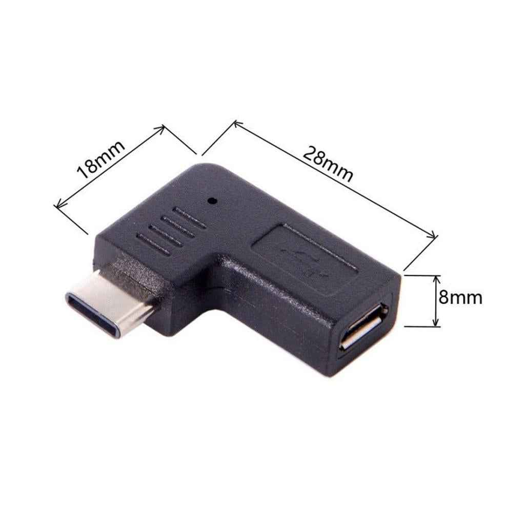 Type C to Micro-USB Adapter 2 Pack 90 Degree Type-C Female to Micro-USB Male Right & Left Angle Adapter (Type C to Mic R & L)