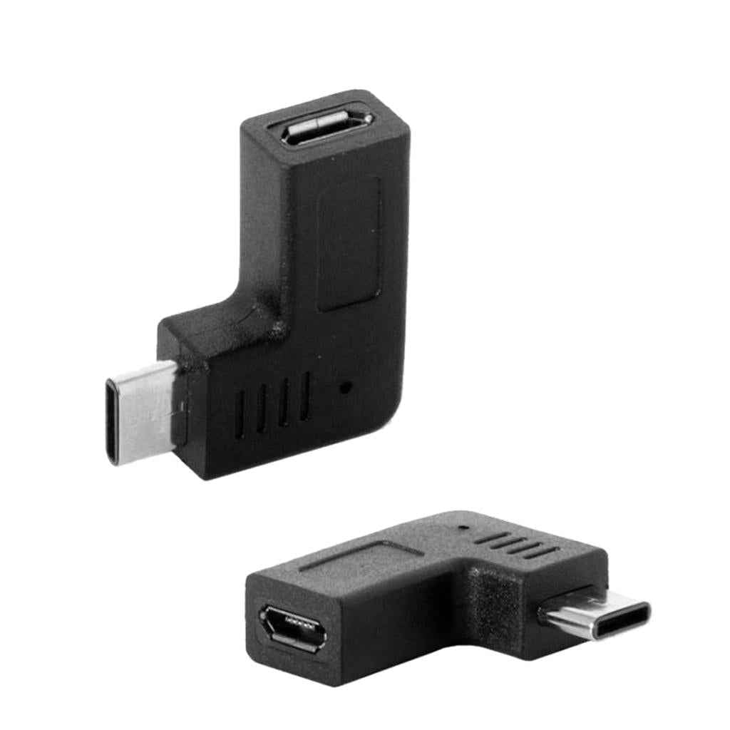 Type C to Micro-USB Adapter 2 Pack 90 Degree Type-C Female to Micro-USB Male Right & Left Angle Adapter (Type C to Mic R & L)