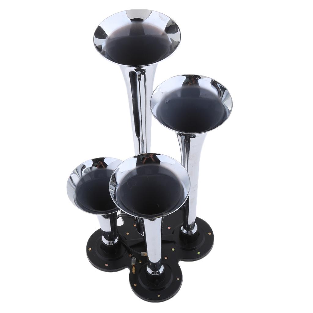 12V/24V Air Horn Kit 4 Trumpet 105db for Car Truck Boat Motorcycle