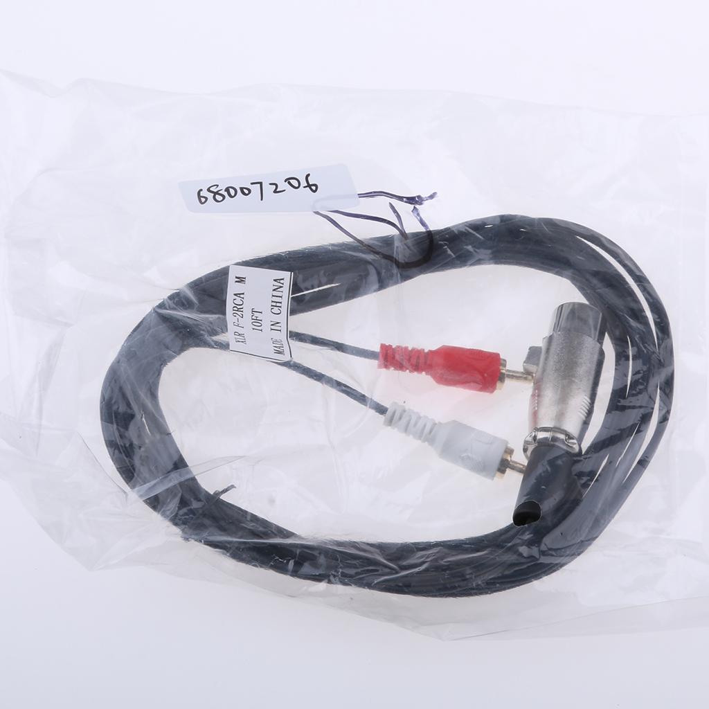 Stereo Audio Cable Wire Cord 3 Pin 1 XLR Female Plug to 2 RCA Male Splitter
