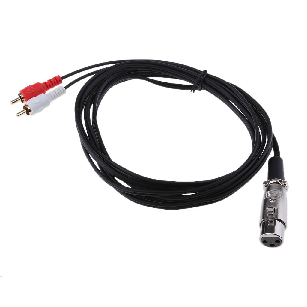 Stereo Audio Cable Wire Cord 3 Pin 1 XLR Female Plug to 2 RCA Male Splitter