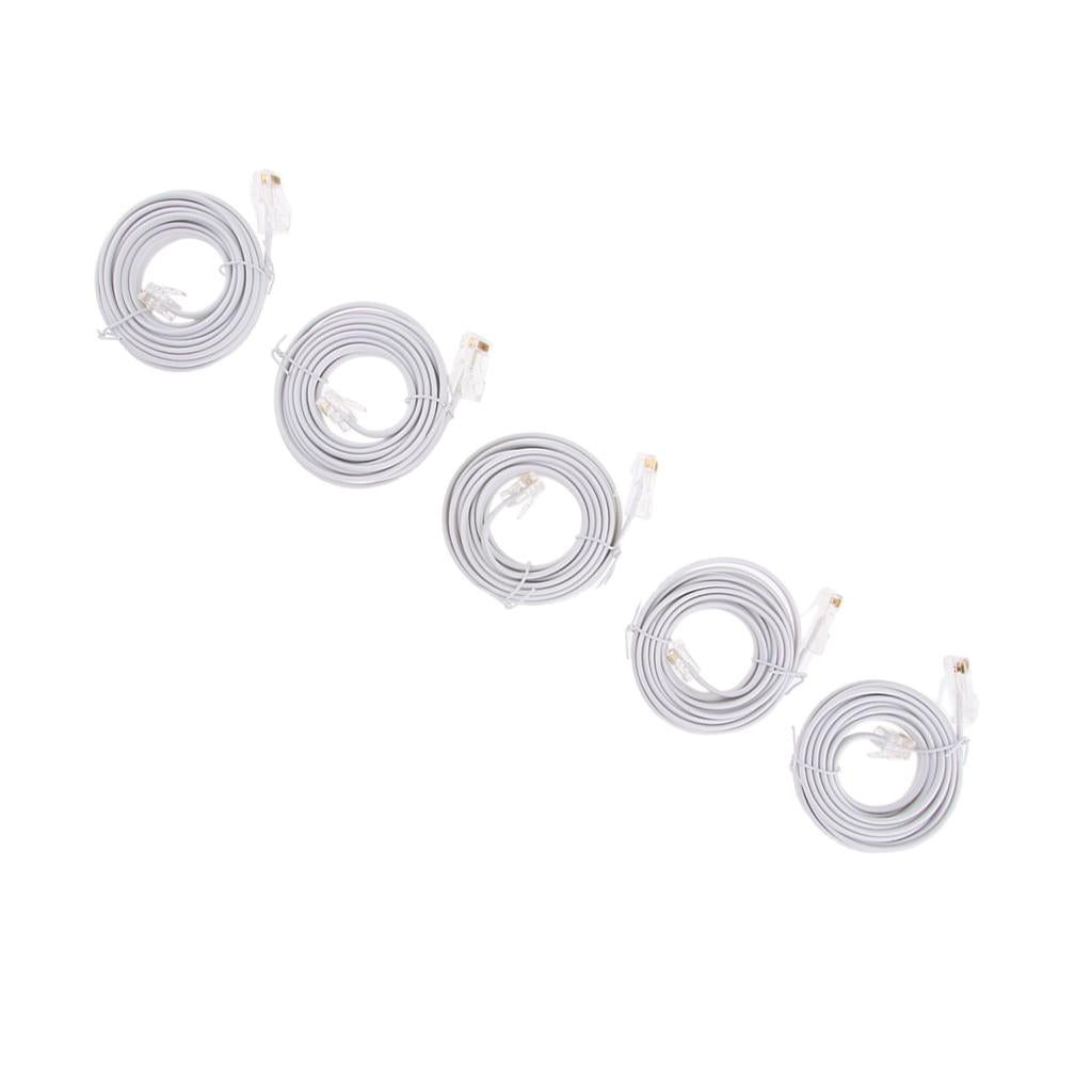 5Pieces to RJ11 Telephone Modem Line Cable DSL Cord 8P4C 6P4C 3Meters