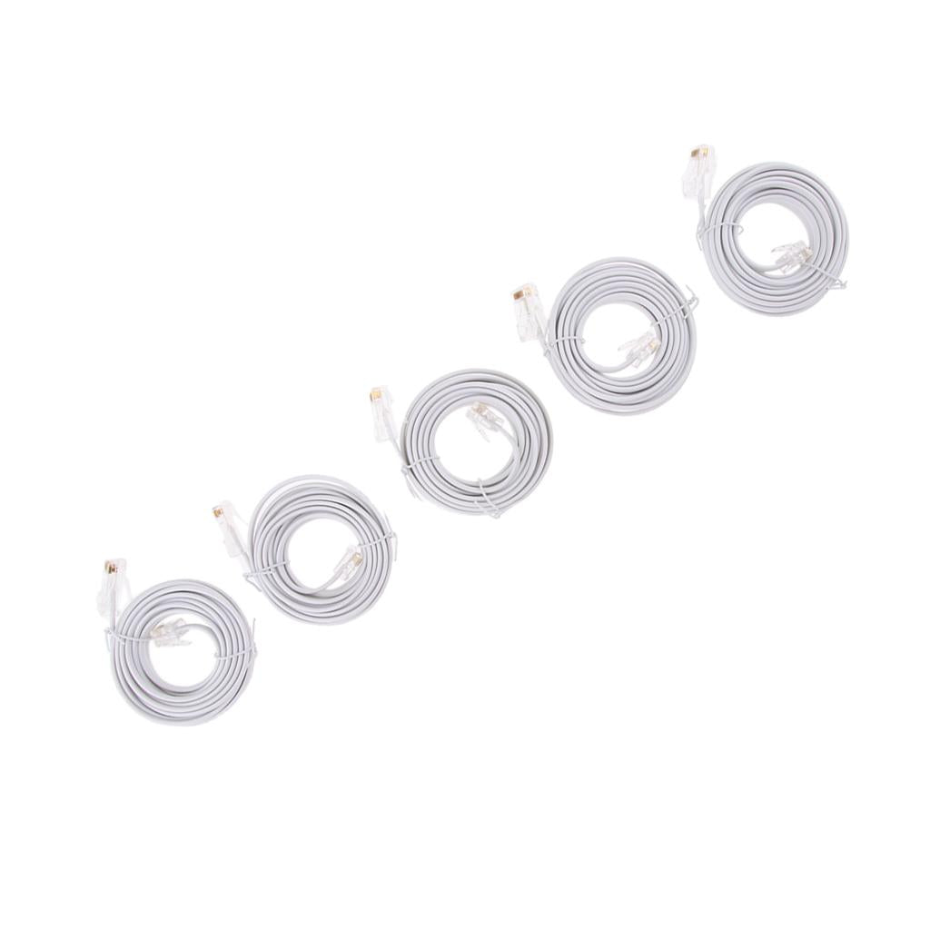 5Pieces to RJ11 Telephone Modem Line Cable DSL Cord 8P4C 6P4C 3Meters