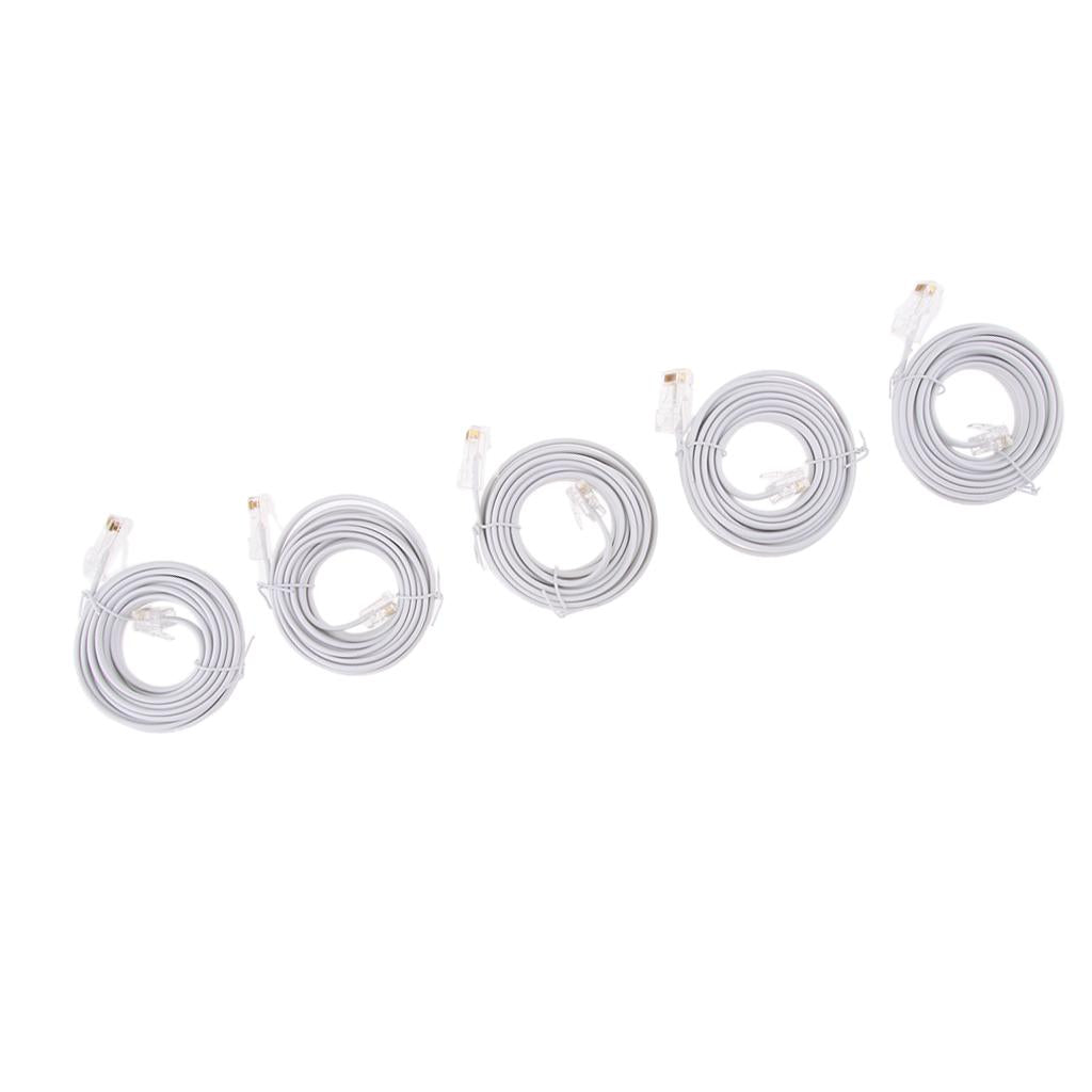 5Pieces to RJ11 Telephone Modem Line Cable DSL Cord 8P4C 6P4C 3Meters