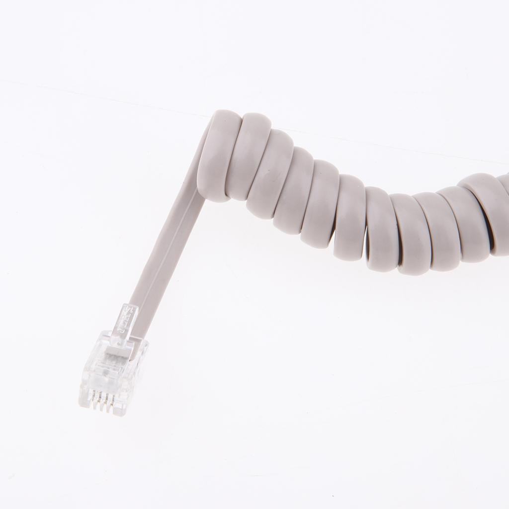 Telephone Handset Cord Cable Spiral Coiled Length 1.25 to 9.8ft light grey