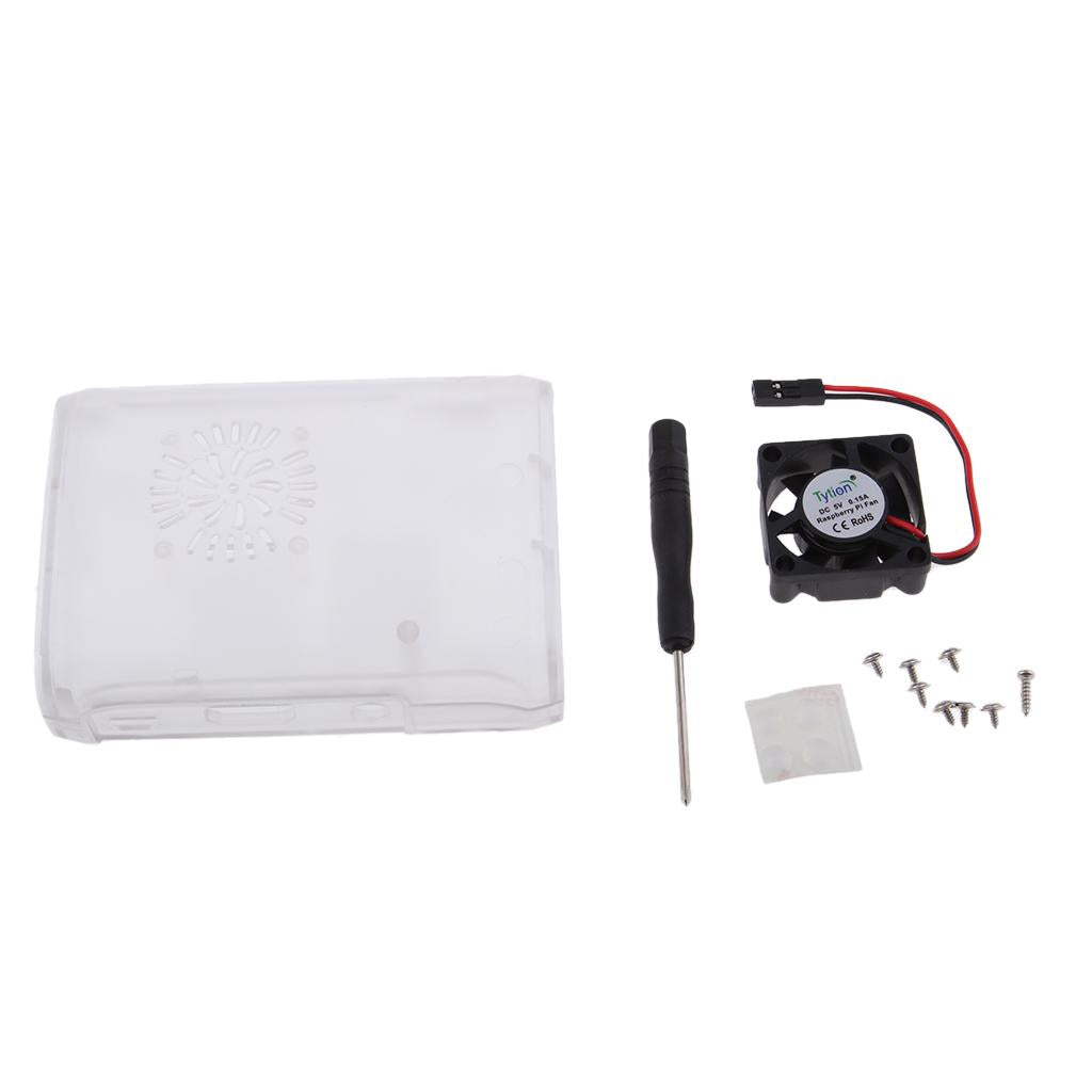 Protective Case Enclosure Box Cover &Mini Cooler Fan for Raspberry Pi 2/3/B+