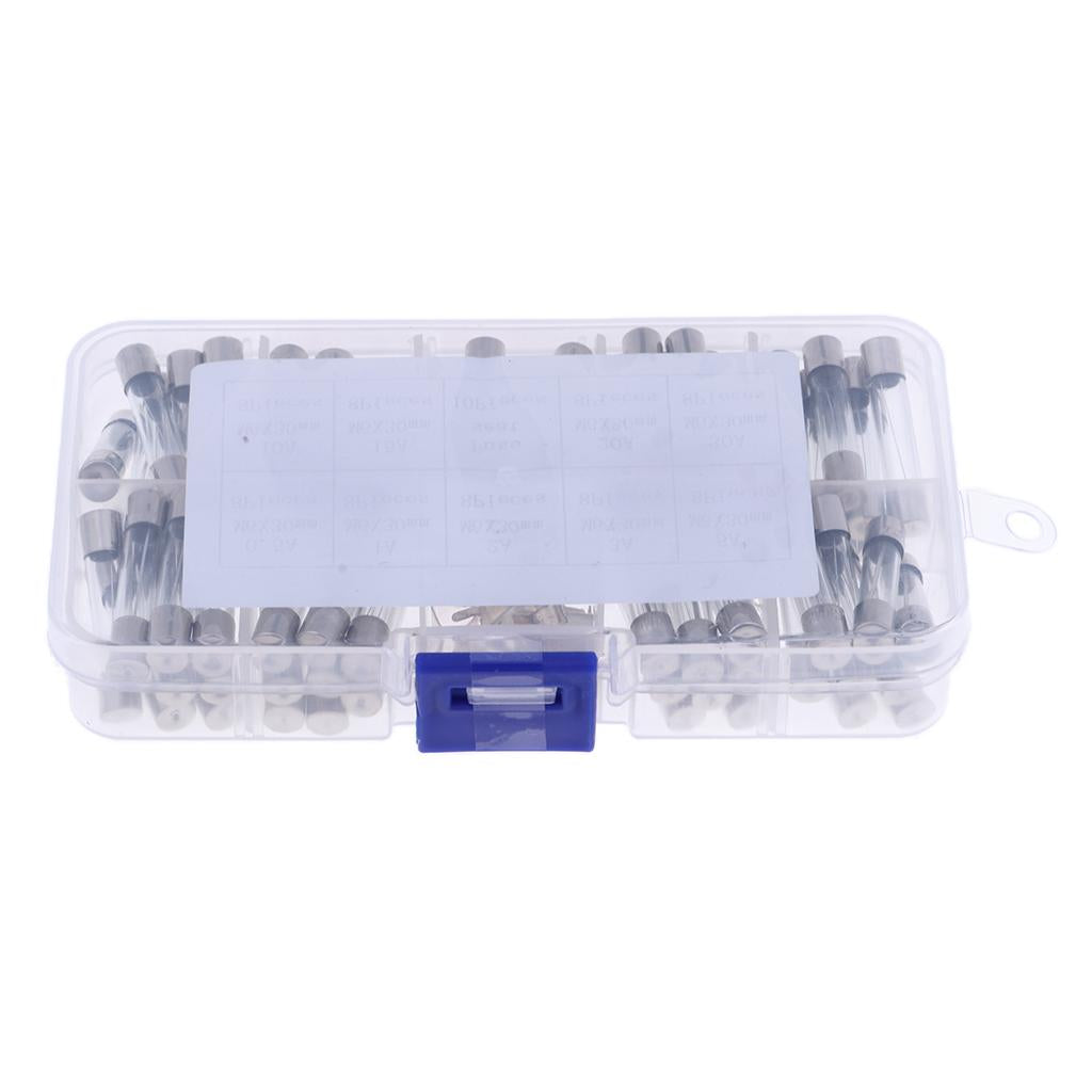 72pcs 6x30mm Fast-blow Glass Fuses Quick Blow Tube Fuses Assorted Kit Amp