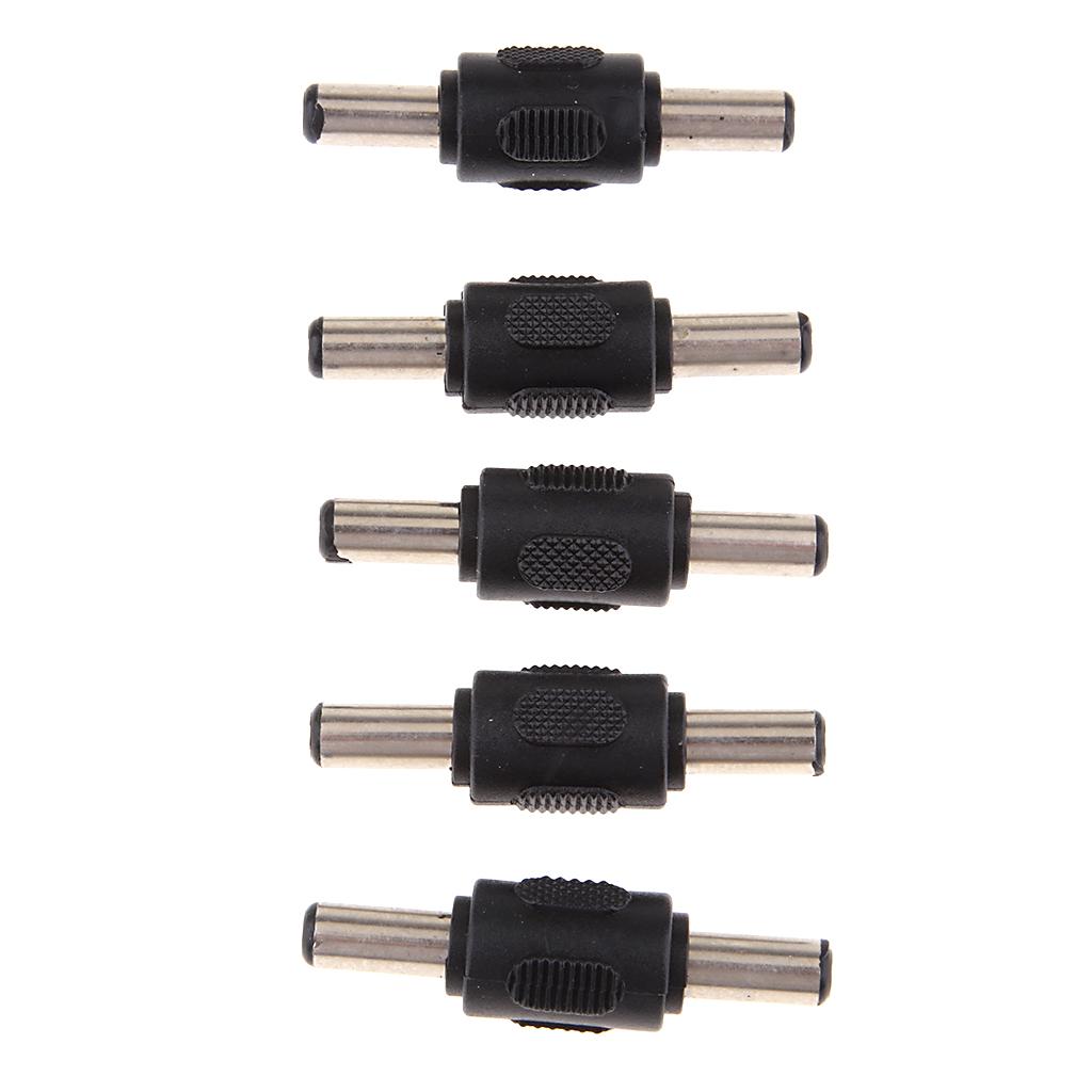 5Pcs DC Power Adapter 5.5x2.1mm Male to Male Plug Connector Converter