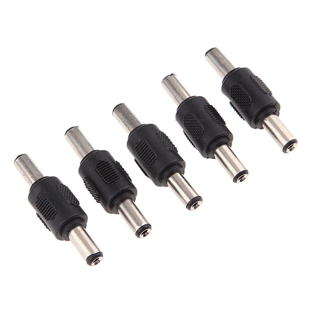 5Pcs DC Power Adapter 5.5x2.1mm Male to Male Plug Connector Converter